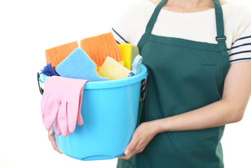 Team preparing safe deep cleaning equipment for a Bloomsbury property