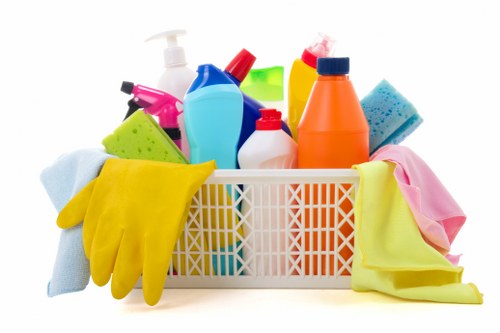 Professional cleaner working through a detailed room cleaning task
