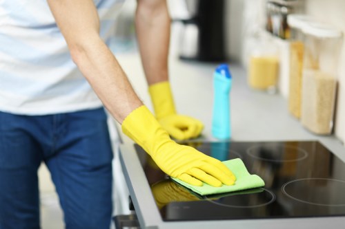 Deep cleaning of an oven interior during Bloomsbury service